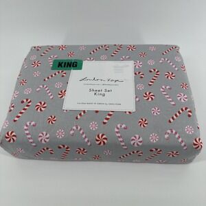London Kaye Peppermint King Size Sheet Set 4 Piece Christmas 2024‎